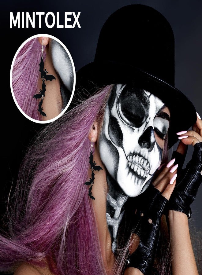 Mintolex Acrylic Halloween Earrings Black Skull Bat Drop Dangle Earrings for Women Fun Cute Spooky Halloween Holiday Costume Jewelry, Bat - Image 3